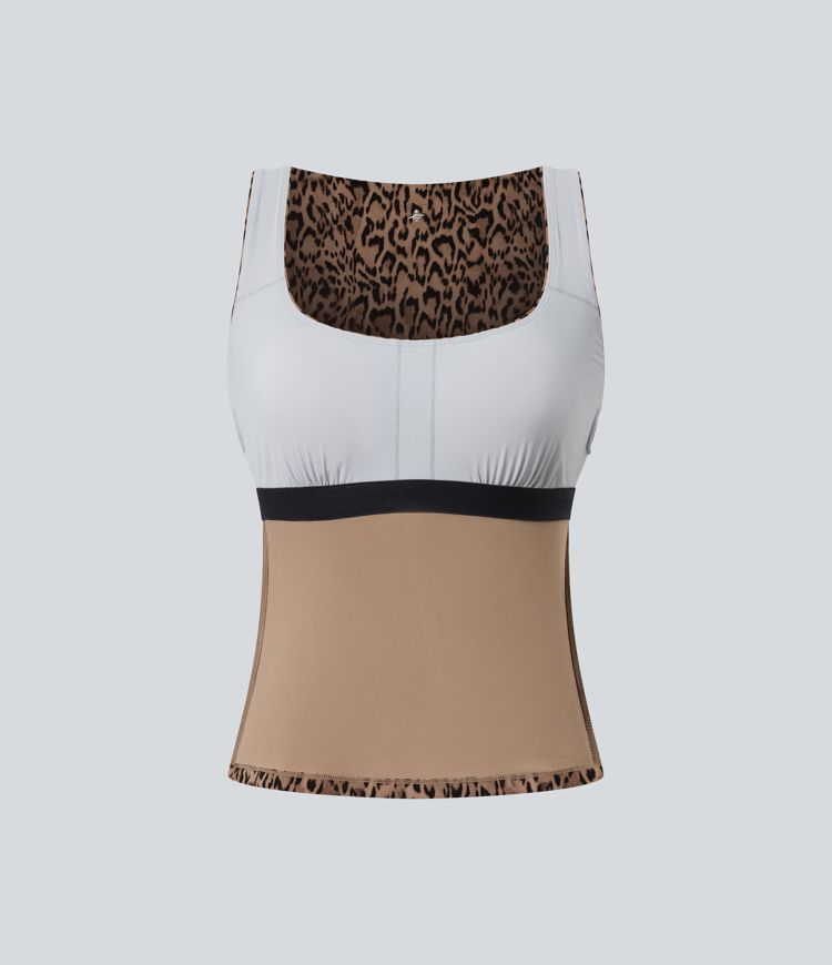 Halara UltraSculpt™ Leopard Print Square Neck Yoga Tank Top