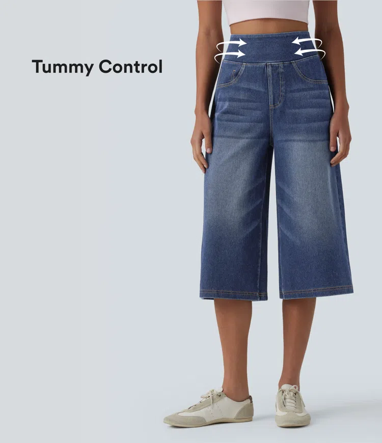 Halara Flex™ High Waisted Tummy Control Casual Capri Baggy Jeans with Pockets