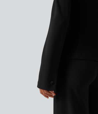 SculptKnit Slim-Fit Business-Blazer mit rundem Halsausschnitt und langen Ärmeln