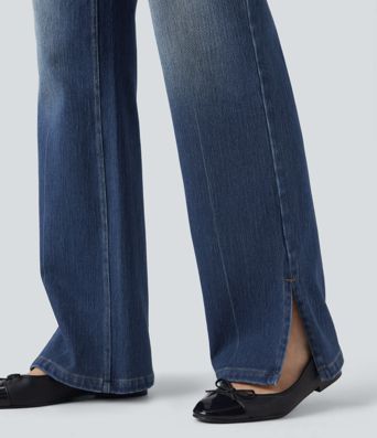 Halara Flex™ High Waisted Straight Leg Washed Casual Jeans with Pockets