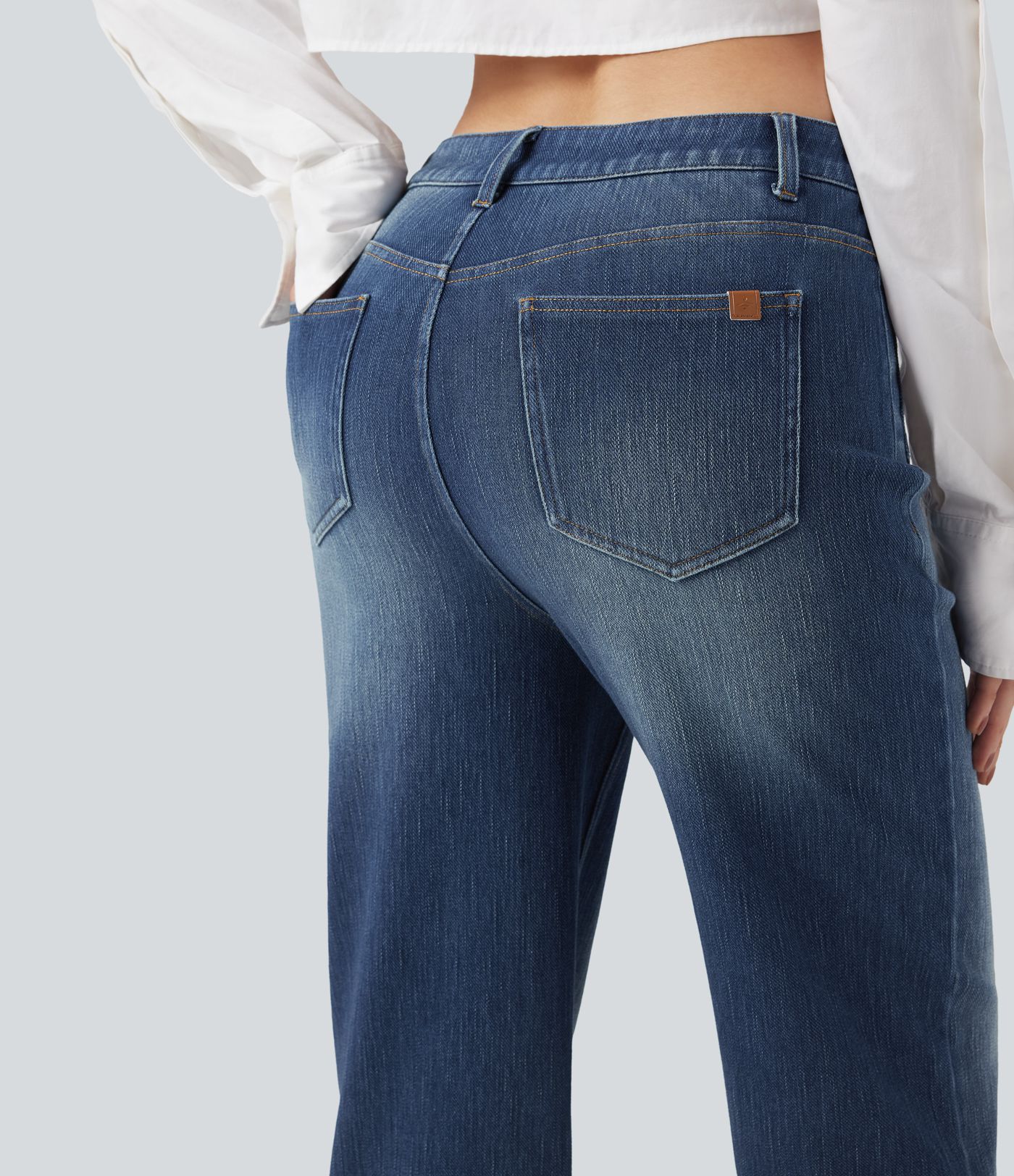 Halara Flex™ High Waisted Straight Leg Washed Casual Jeans with Pockets