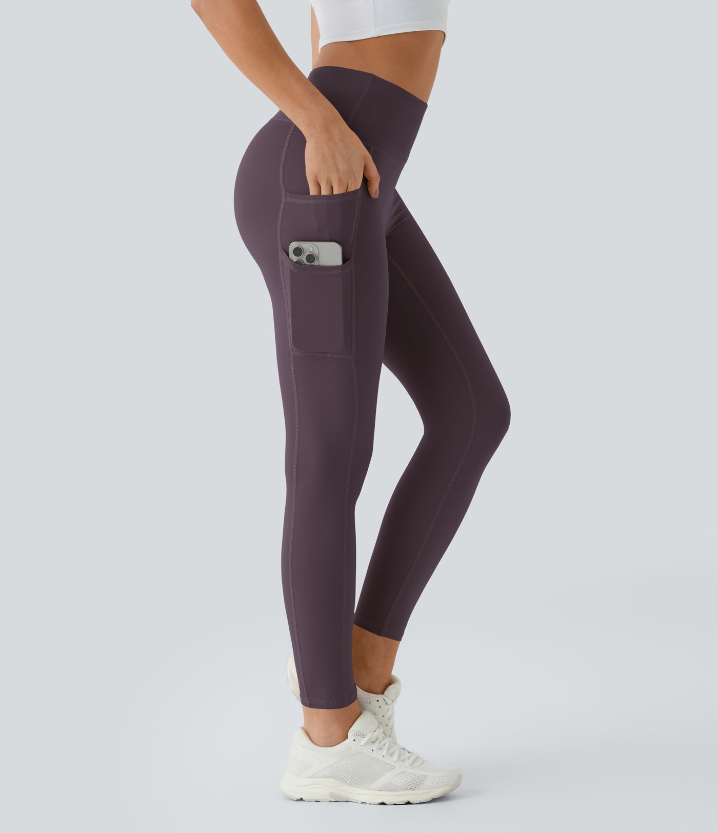 SoftlyZero™ High Waisted Double Pockets Plain Leggings-UPF50+
