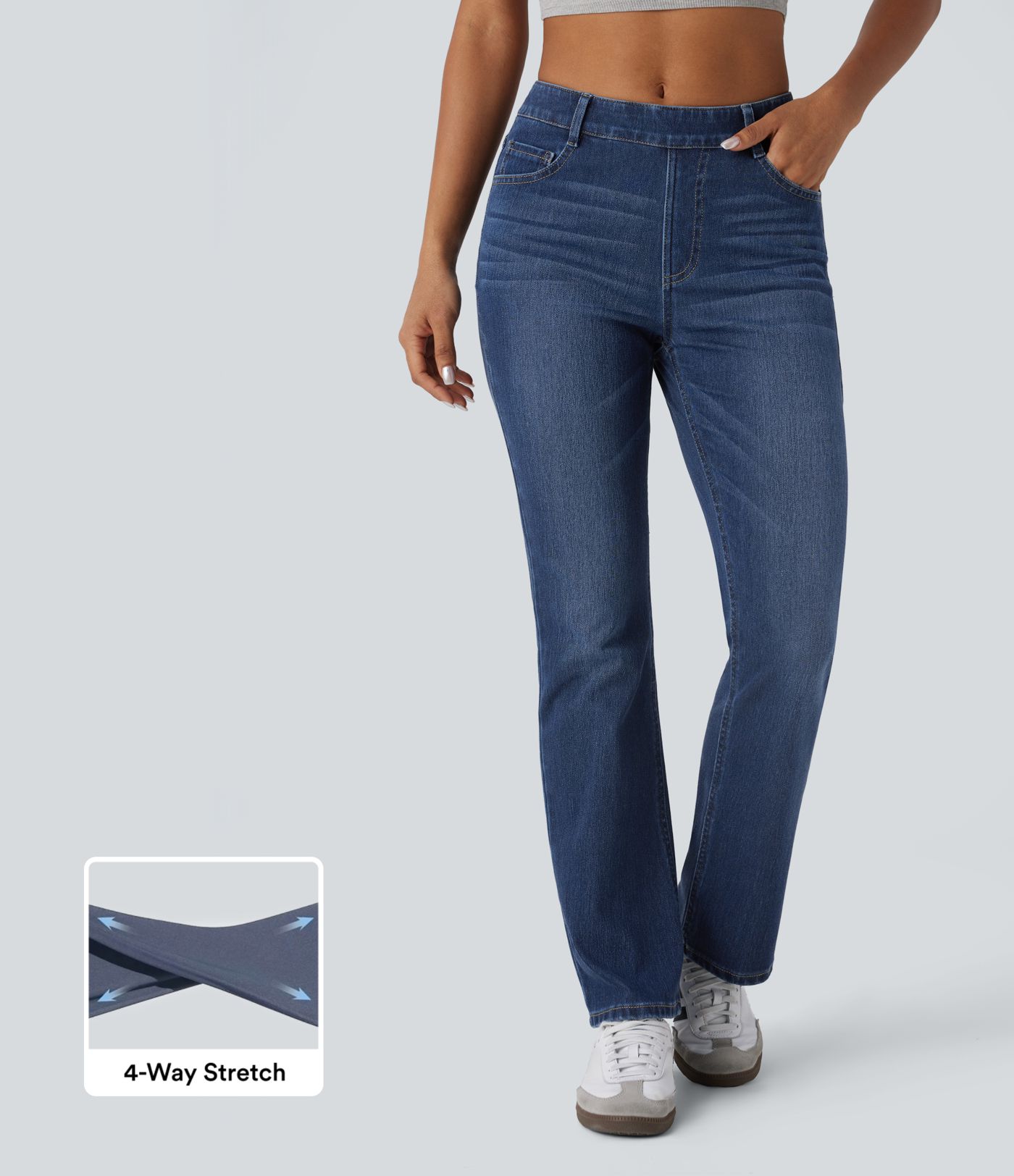 Halara Flex™ High Waisted Pockets Washed Women Casual Bootcut Denim Jeans