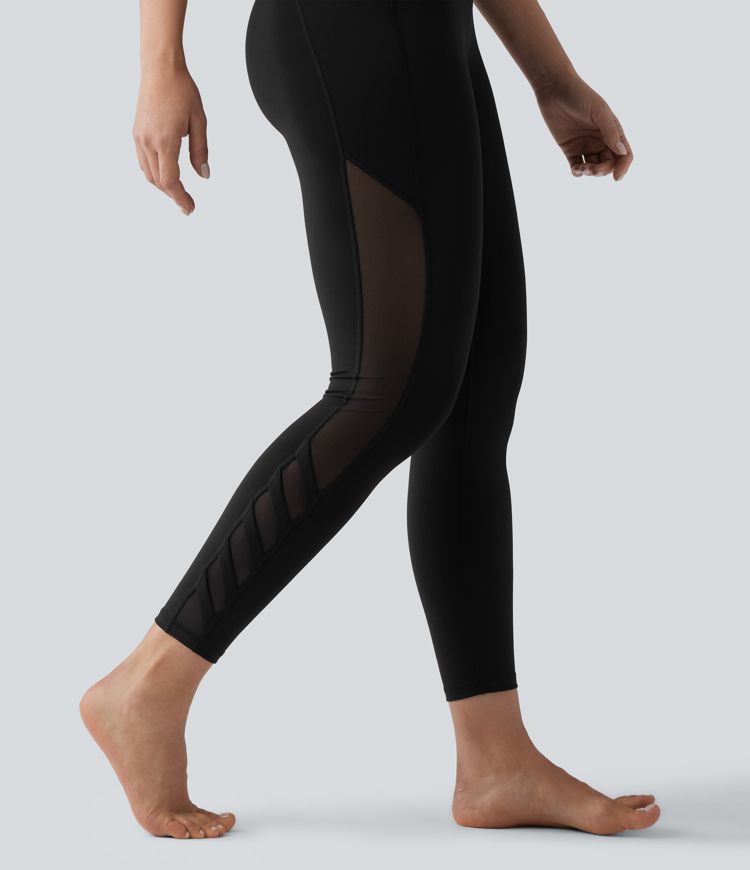 Halara UltraSculpt™ High Waisted Tummy Control Contrast Mesh Yoga 7/8 Leggings with Pocket
