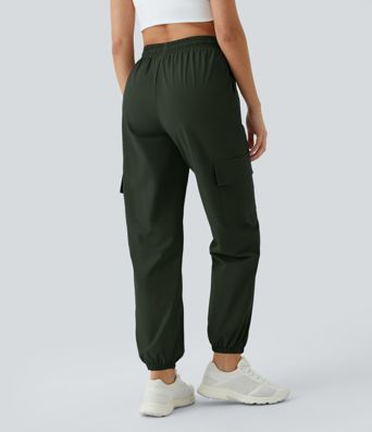 Mid Rise Drawstring Side Pocket Casual Cargo Joggers
