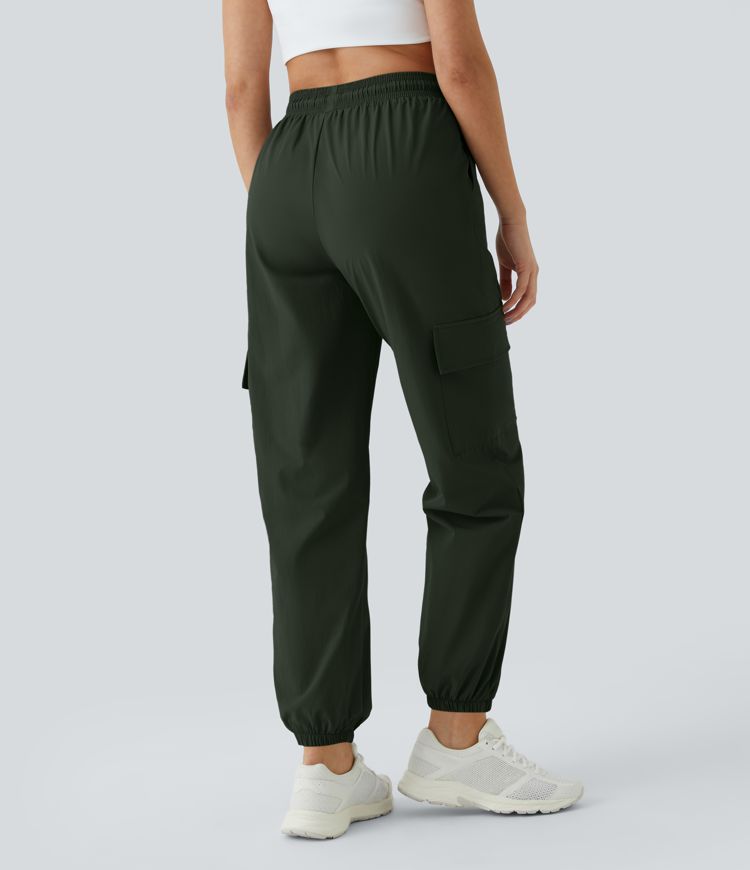 Mid Rise Drawstring Side Pocket Casual Cargo Joggers