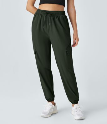 Mid Rise Drawstring Side Pocket Casual Cargo Joggers