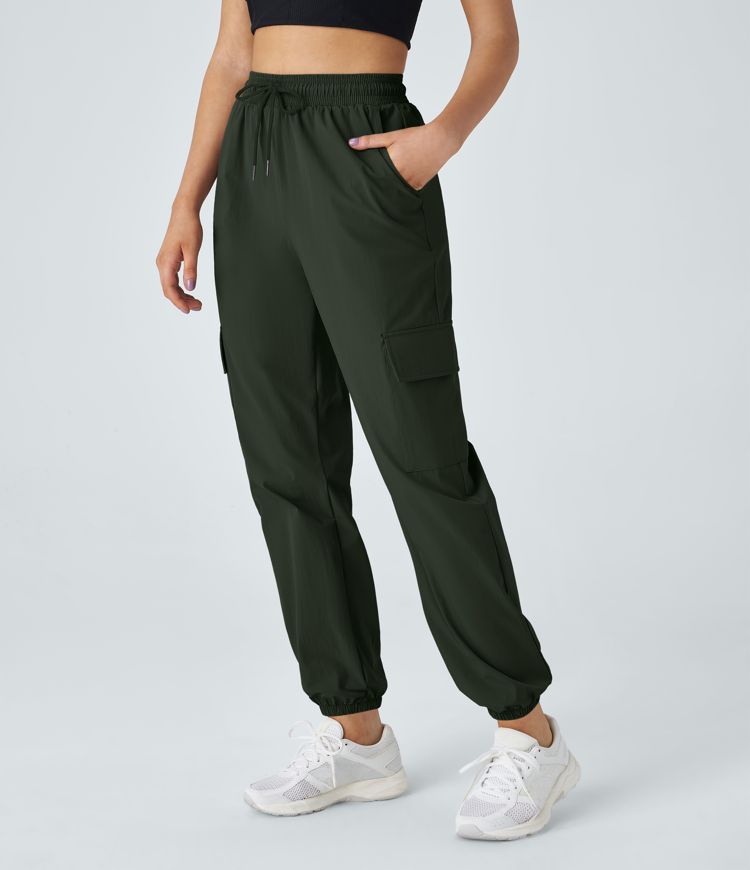 Mid Rise Drawstring Side Pocket Casual Cargo Joggers