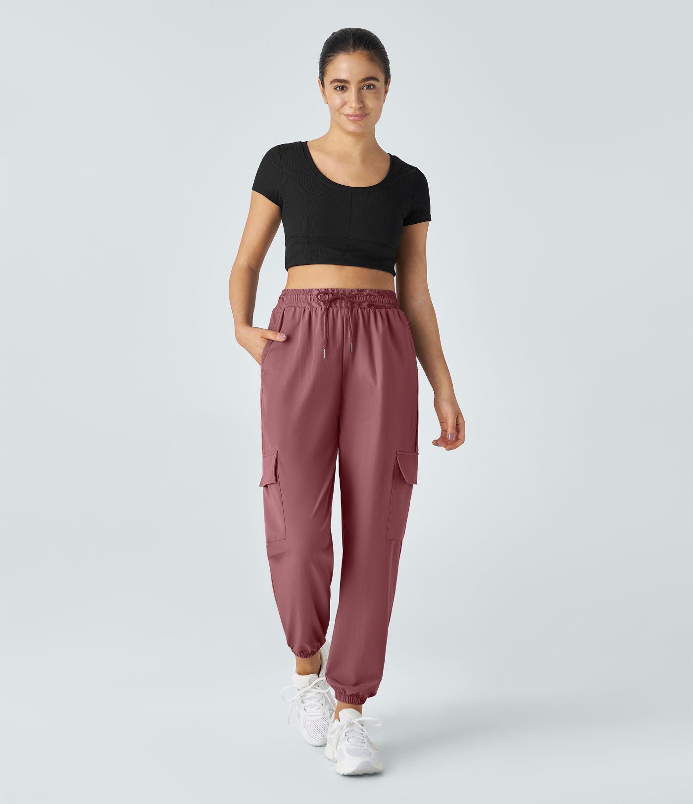 Joggers cargo bolsillo lateral cordón tiro medio