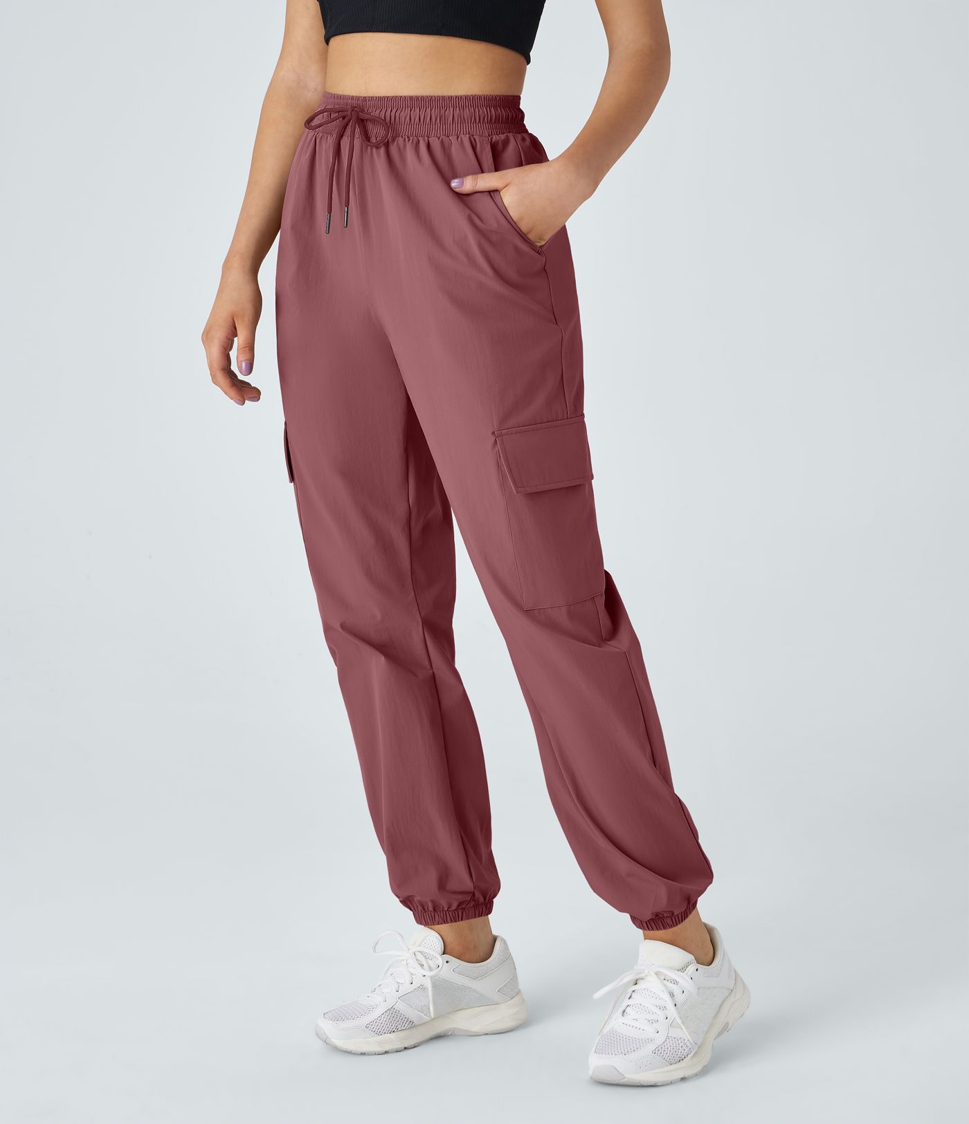 Joggers cargo bolsillo lateral cordón tiro medio