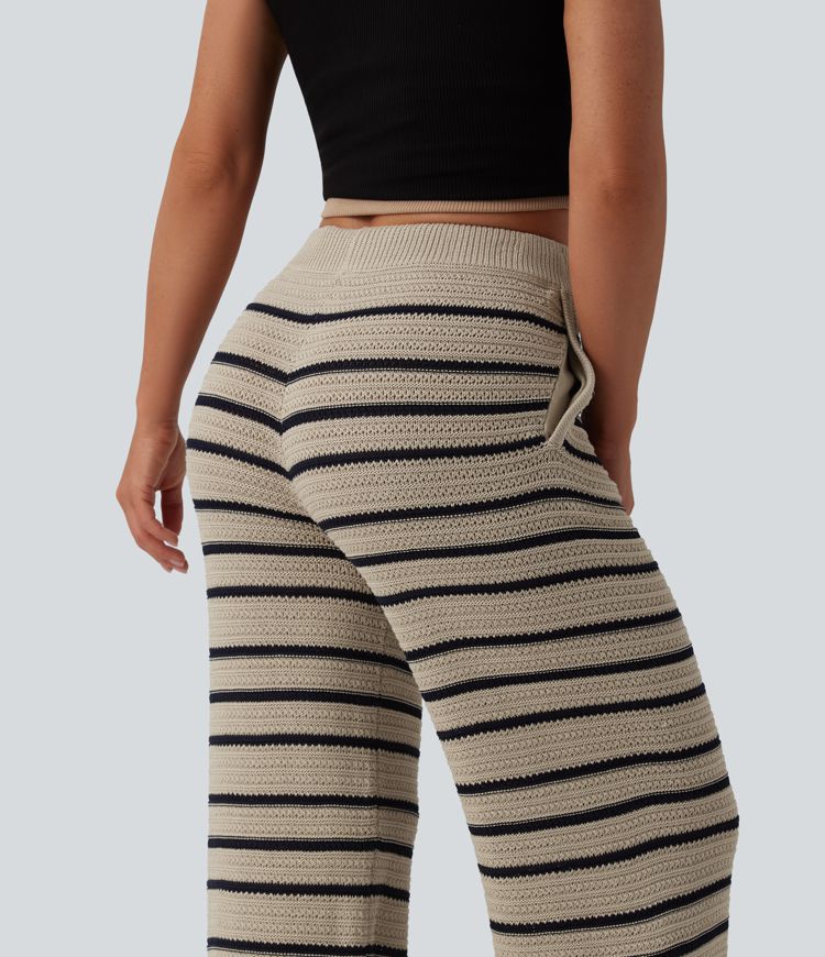 Low Rise Drawstring Color Block Stripes Casual Baggy Jumper Trousers with Pockets