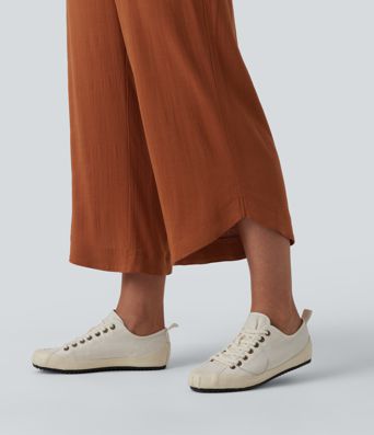 Wide Leg Casual Linen-Feel Slip Jumpsuit with Pockets