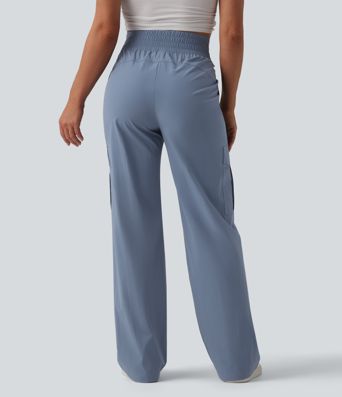 High Waisted Straight Leg Casual Pants with Pockets