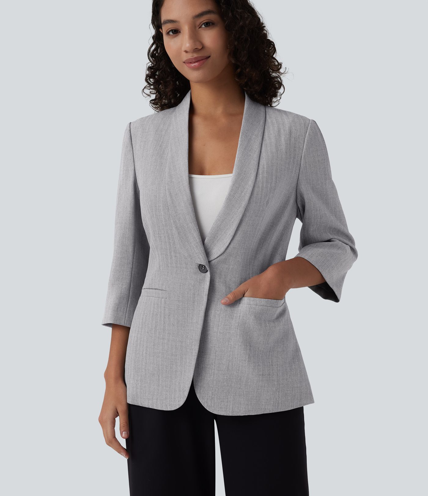 Blazer de travail col châle manches 3/4 avec poches