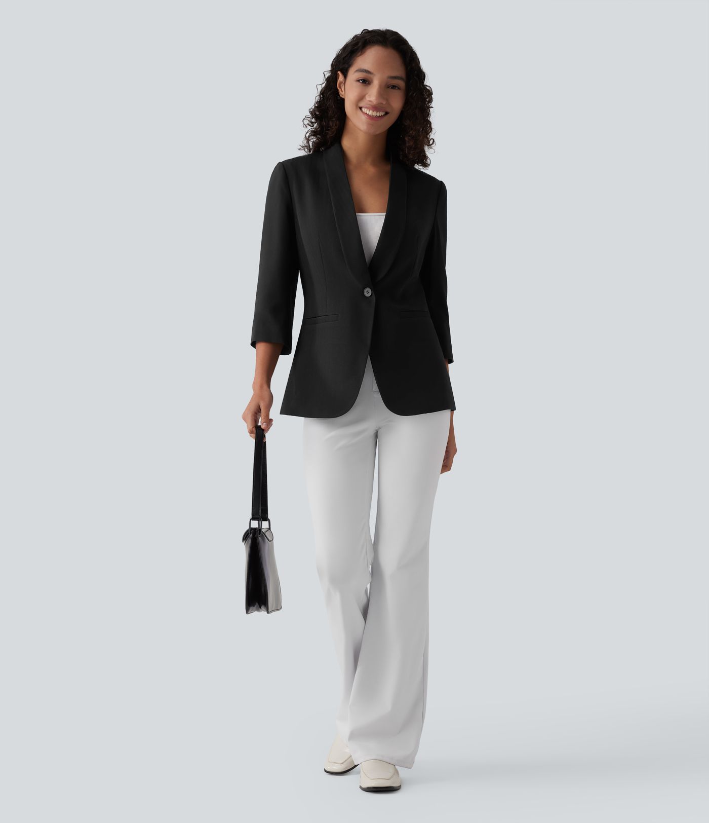 Blazer de travail col châle manches 3/4 avec poches