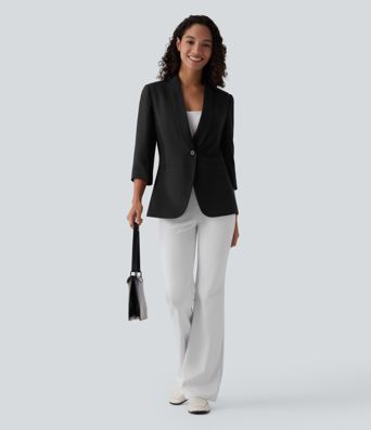 Blazer de travail col châle manches 3/4 avec poches