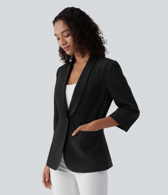 Blazer de travail col châle manches 3/4 avec poches