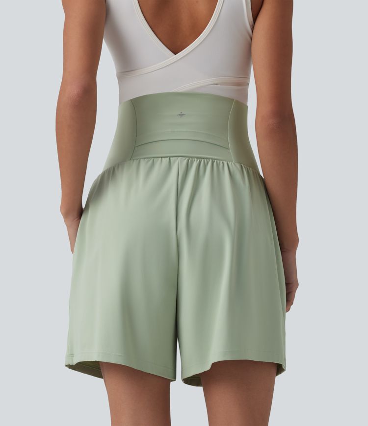 Softlyzero™ Airy Super High Waisted 2-in-1 Cool Touch Yoga Maternity Running Shorts 7'' with Pockets