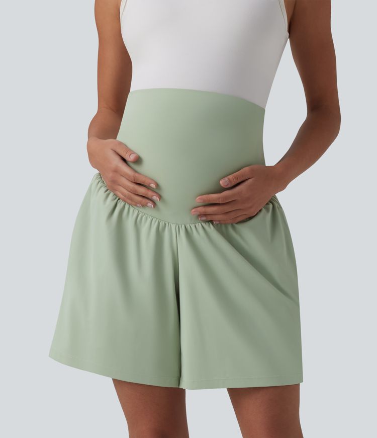 Softlyzero™ Airy Super High Waisted 2-in-1 Cool Touch Yoga Maternity Running Shorts 7'' with Pockets