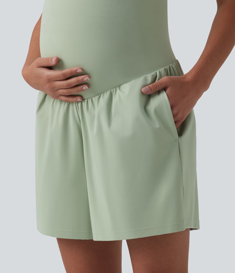 Softlyzero™ Airy Super High Waisted 2-in-1 Cool Touch Yoga Maternity Running Shorts 7'' with Pockets