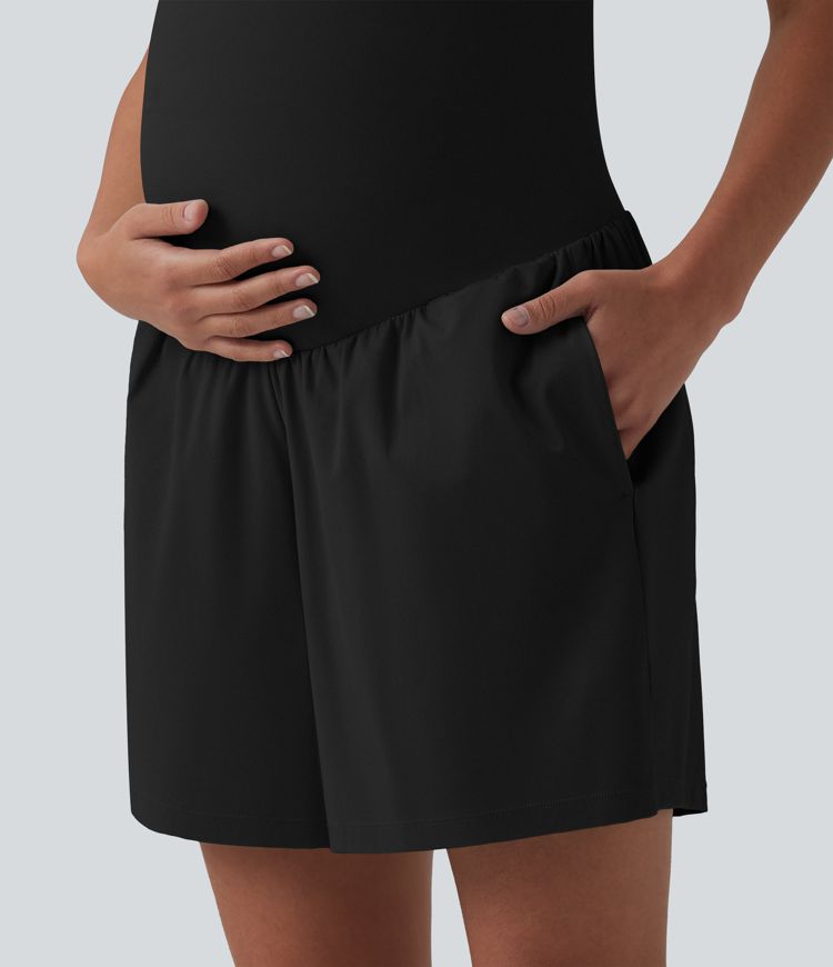 Softlyzero™ Airy Super High Waisted 2-in-1 Cool Touch Yoga Maternity Shorts 7'' with Pockets