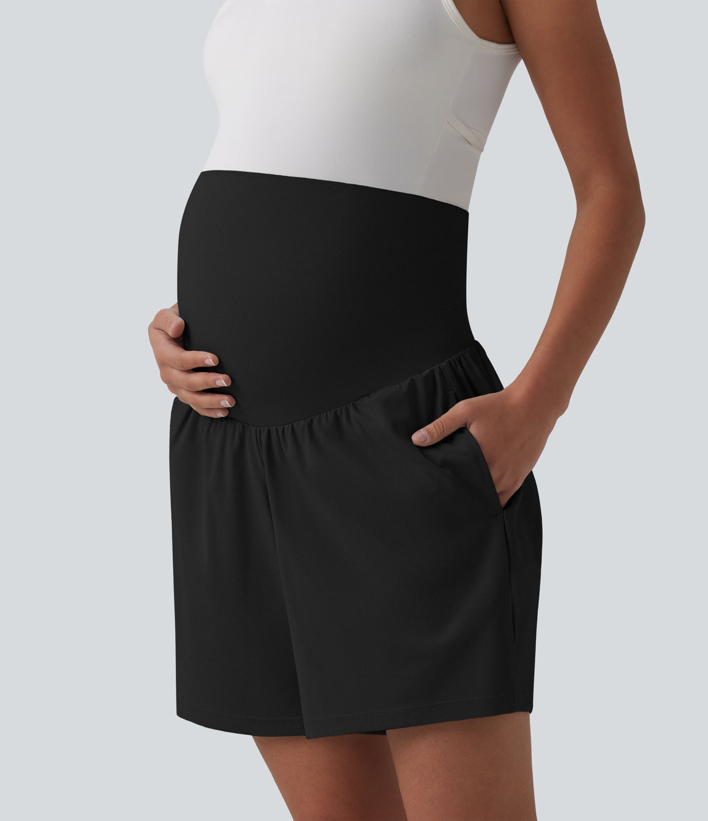 Softlyzero™ Airy Super High Waisted 2-in-1 Cool Touch Yoga Maternity Shorts 7'' with Pockets