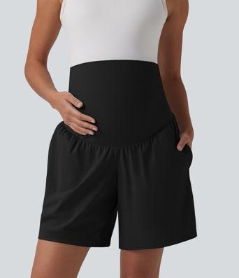 Softlyzero™ Airy Super High Waisted 2-in-1 Cool Touch Yoga Maternity Shorts 7'' with Pockets
