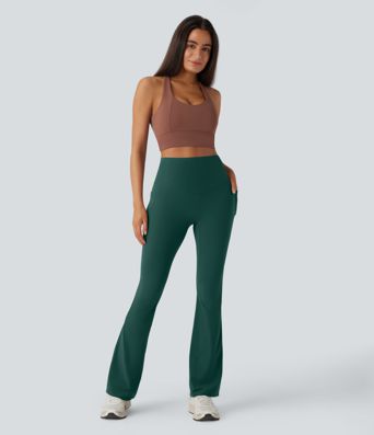 Halara UltraSculpt™ SoCinched Vysoké Pásové Tvarujúce Legíny s Vreckami na Kontrolu Brucha, Bootcut Strih