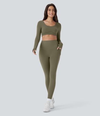 SoftlyZero™ Plush Thermal High Waisted Tummy Control Pocket Women Gym Leggings