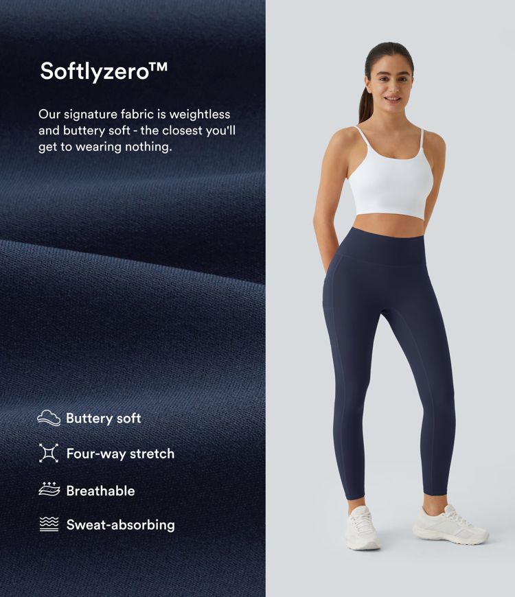 SoftlyZero™ High Waisted Double Pockets Plain Leggings-UPF50+