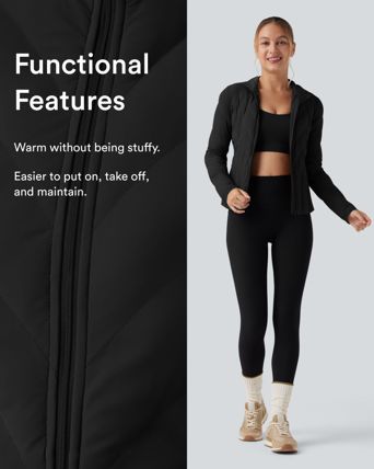 PuffFlex High-neck Long Sleeve Stretchy Casual Padded Jacket with Pockets