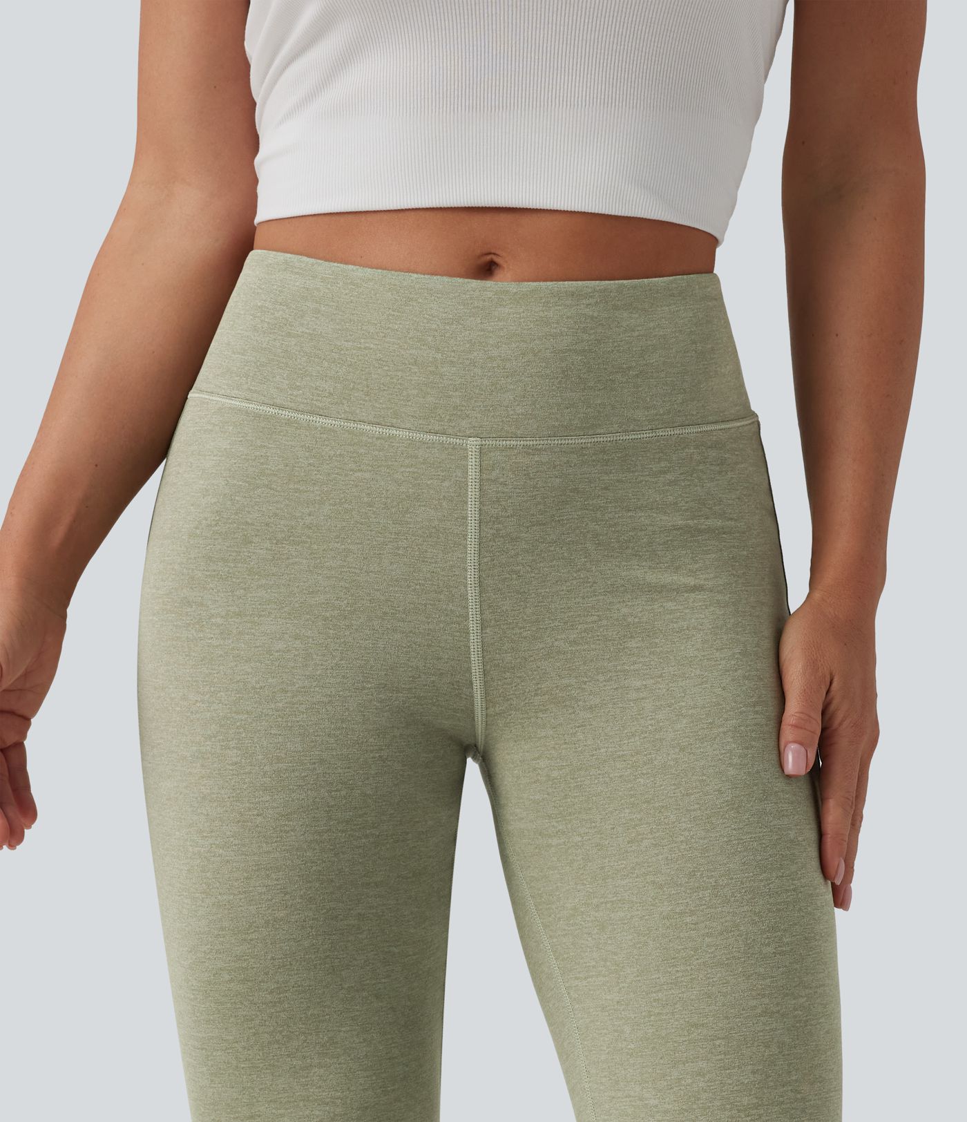 Mid Rise Heathered Casual Bootcut Pants