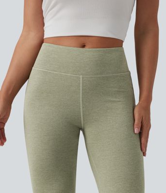 Mid Rise Heathered Casual Bootcut Pants