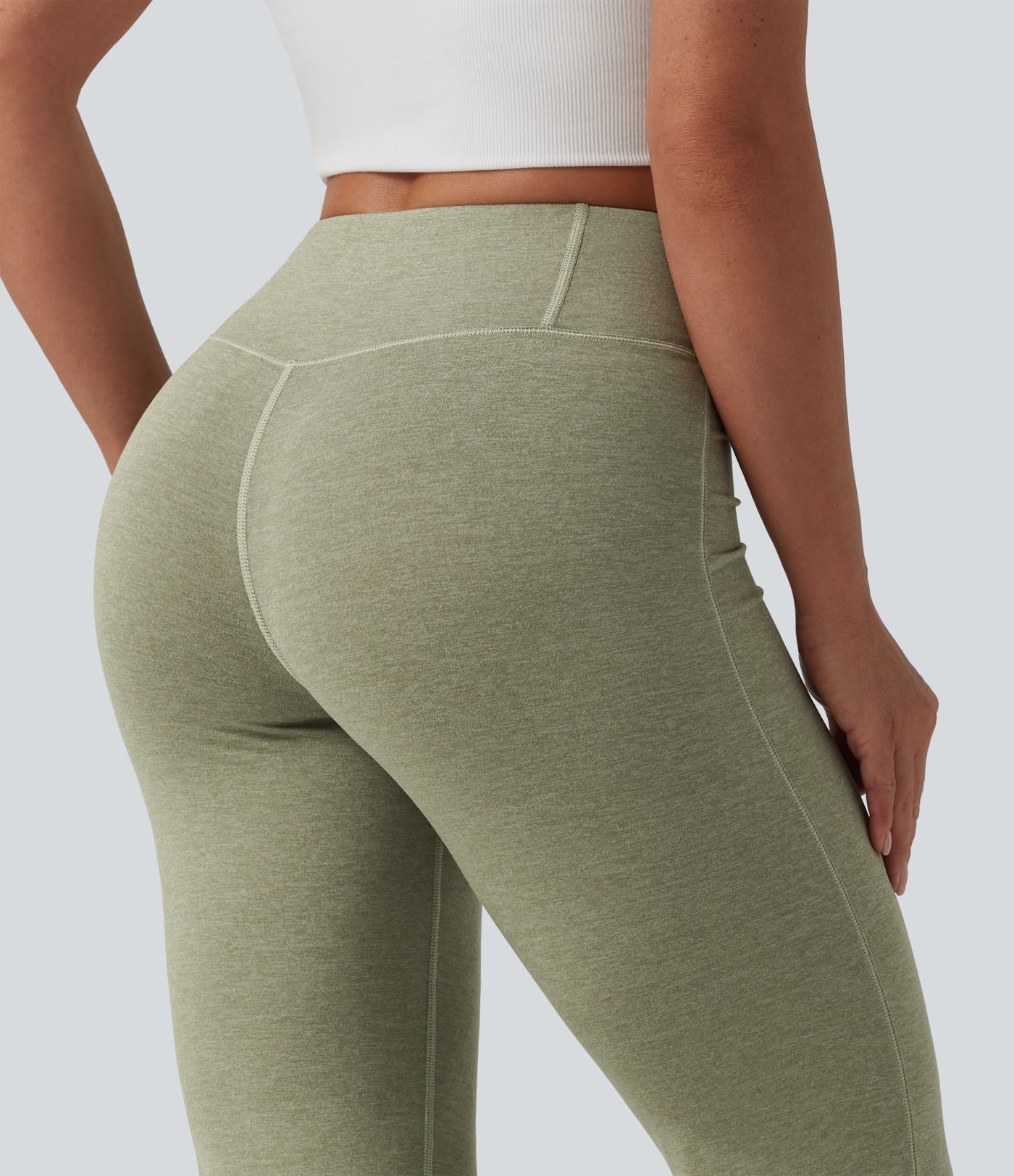 Mid Rise Heathered Casual Bootcut Pants