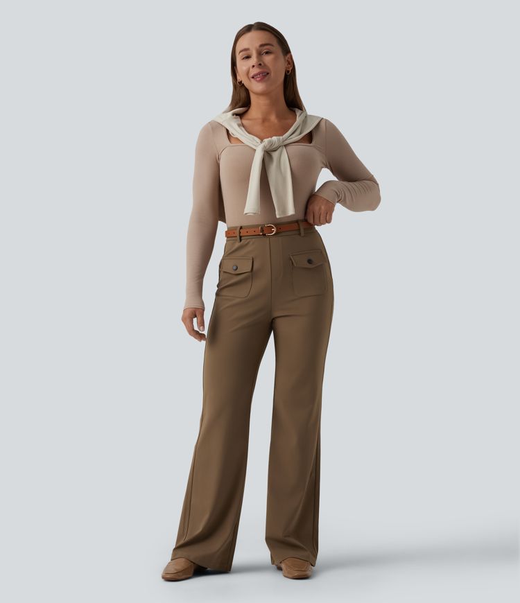 Pantalon tailleur bootcut Halara Flex™ DayStretch taille mi-haute avec poches