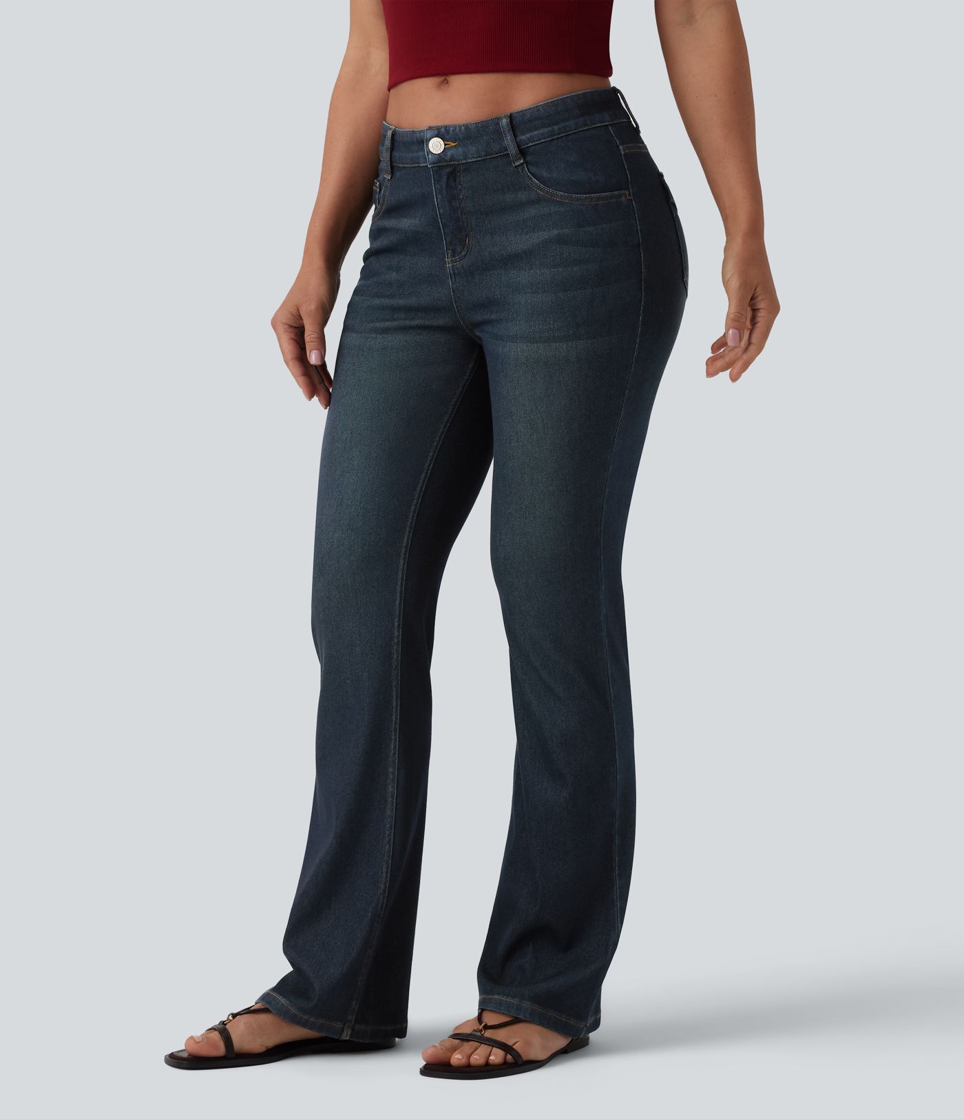 Halara Flex™ Low Rise Bootcut Draped Lyocell Casual Jeans with Pockets