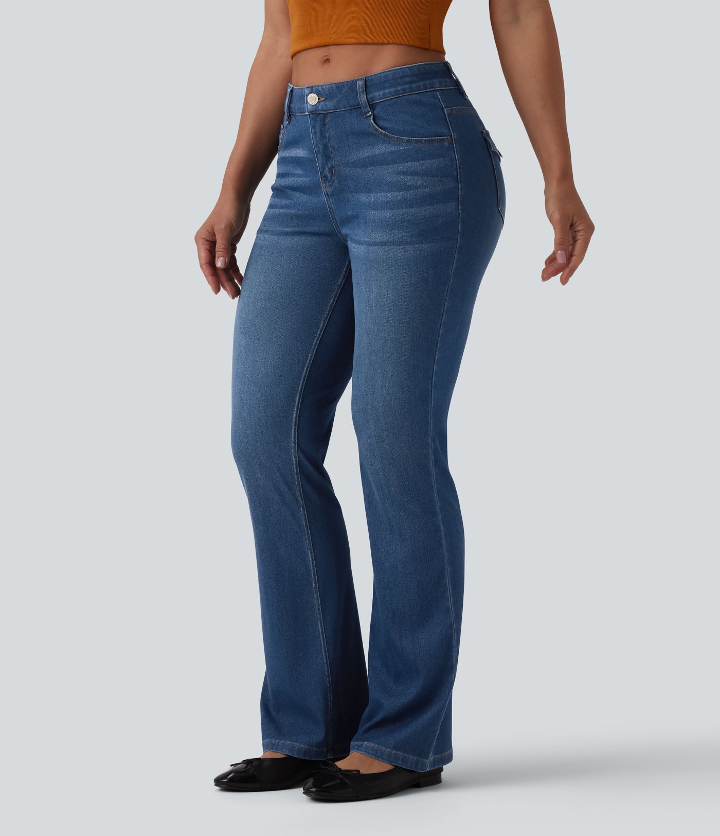 Jean bootcut casual taille basse Halara Flex™ avec poches