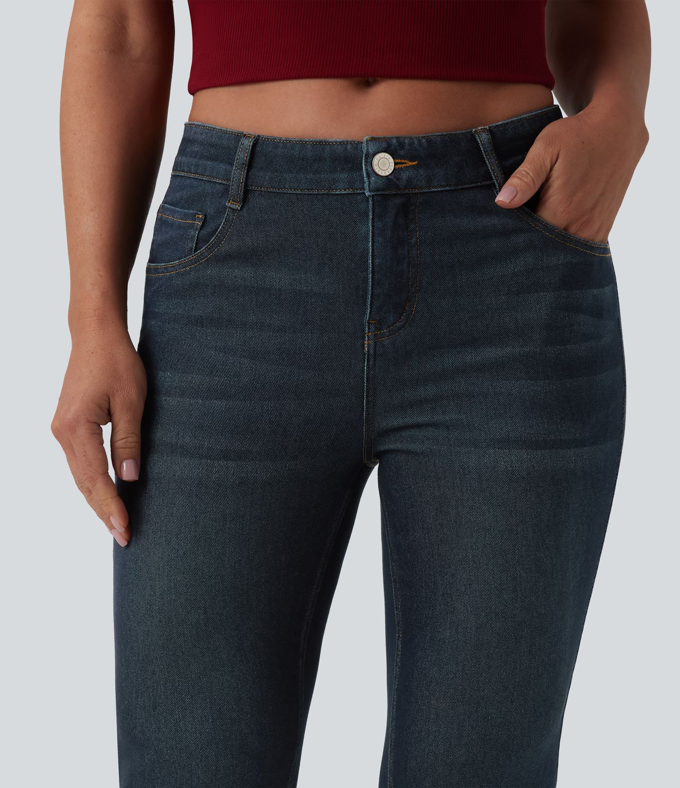 Halara Flex™ Low Rise Bootcut Draped Lyocell Casual Jeans with Pockets