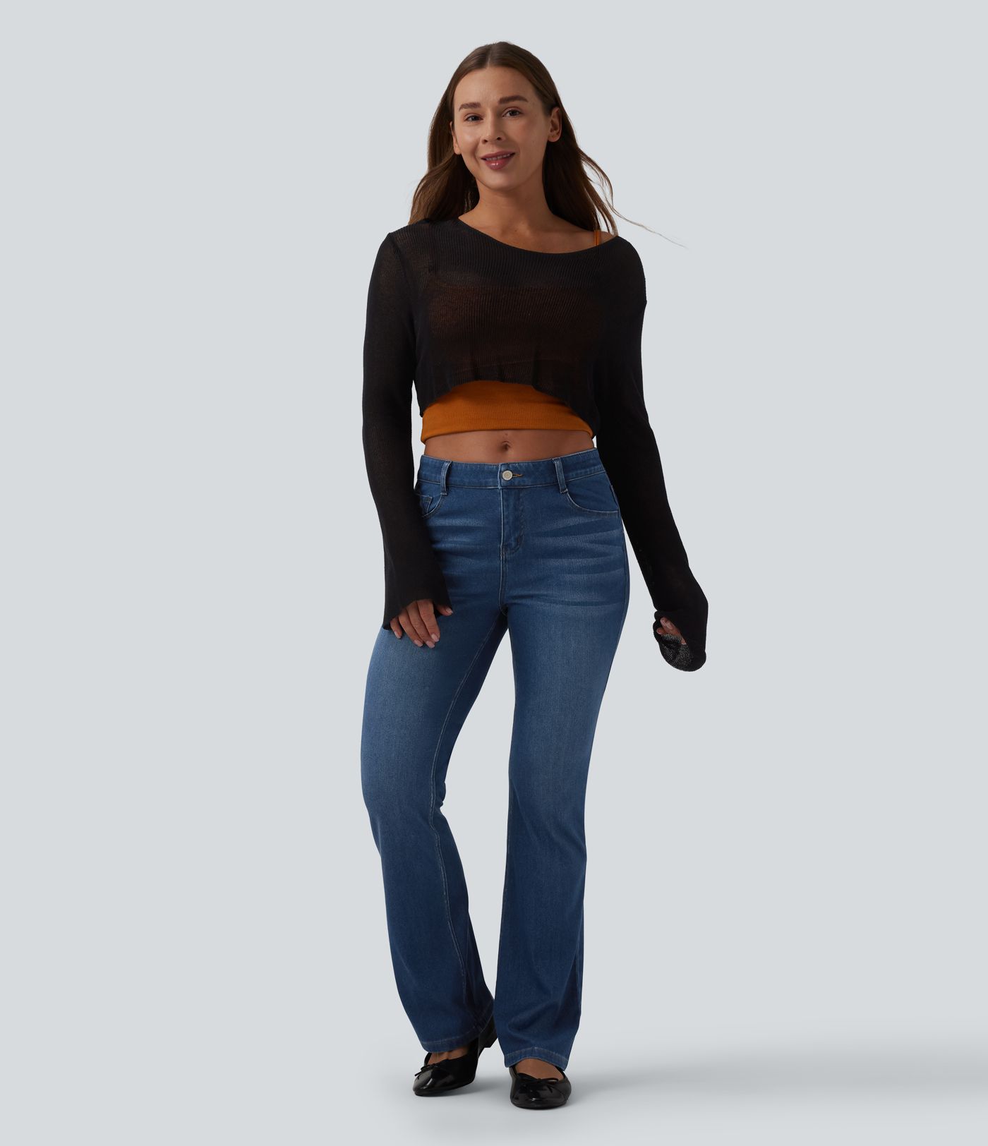 Jean bootcut casual taille basse Halara Flex™ avec poches