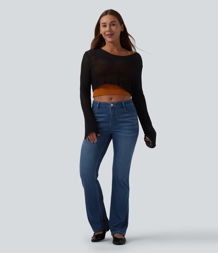 Jean bootcut casual taille basse Halara Flex™ avec poches