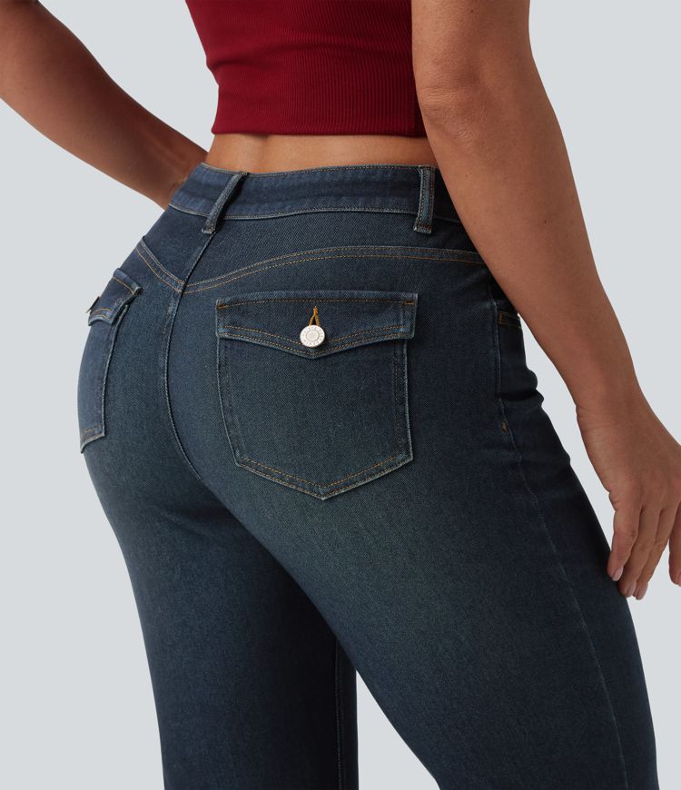 Halara Flex™ Low Rise Bootcut Draped Lyocell Casual Jeans with Pockets