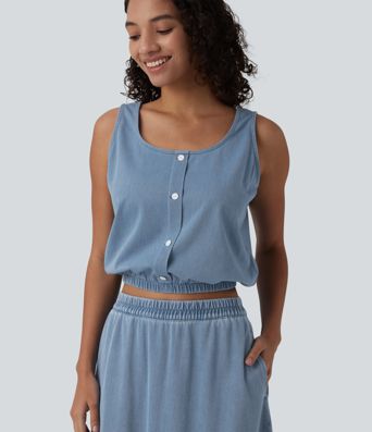 Halara Flex™ U Neck Denim Casual Tank Top