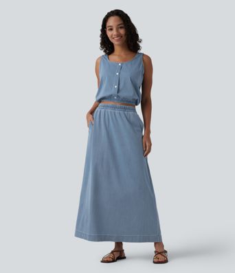 Halara Flex™ U Neck Denim Casual Tank Top