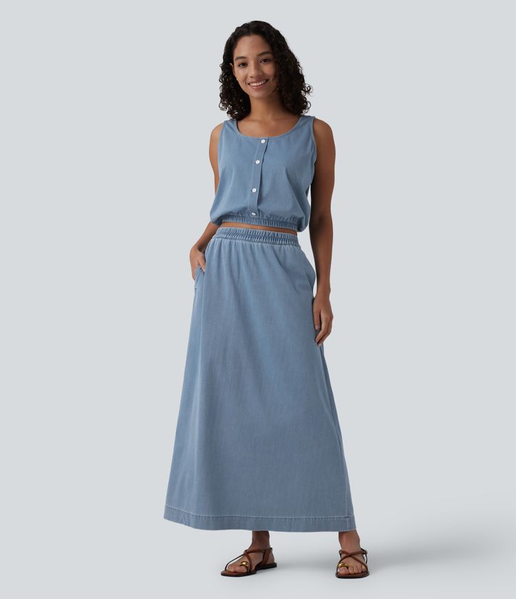 Halara Flex™ U Neck Denim Casual Tank Top