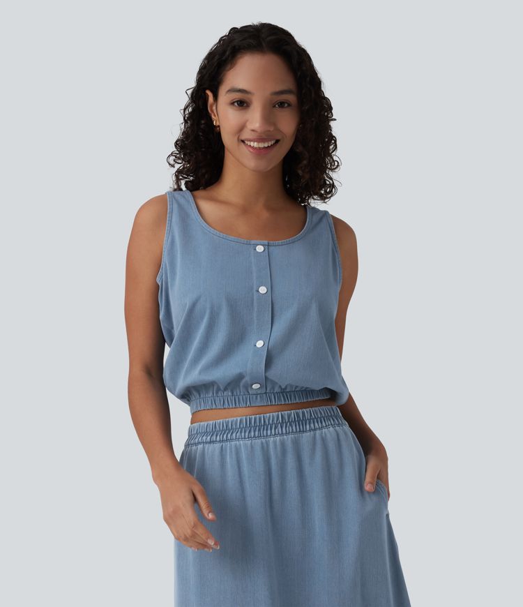 Halara Flex™ U Neck Denim Casual Tank Top