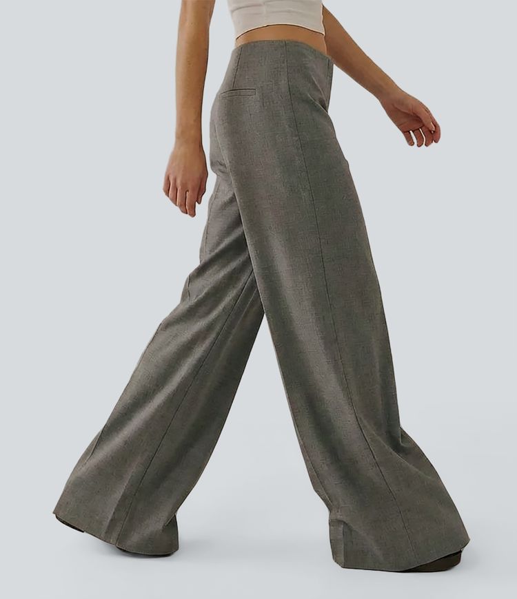 Low Rise Wide Leg Work Tailored Pants