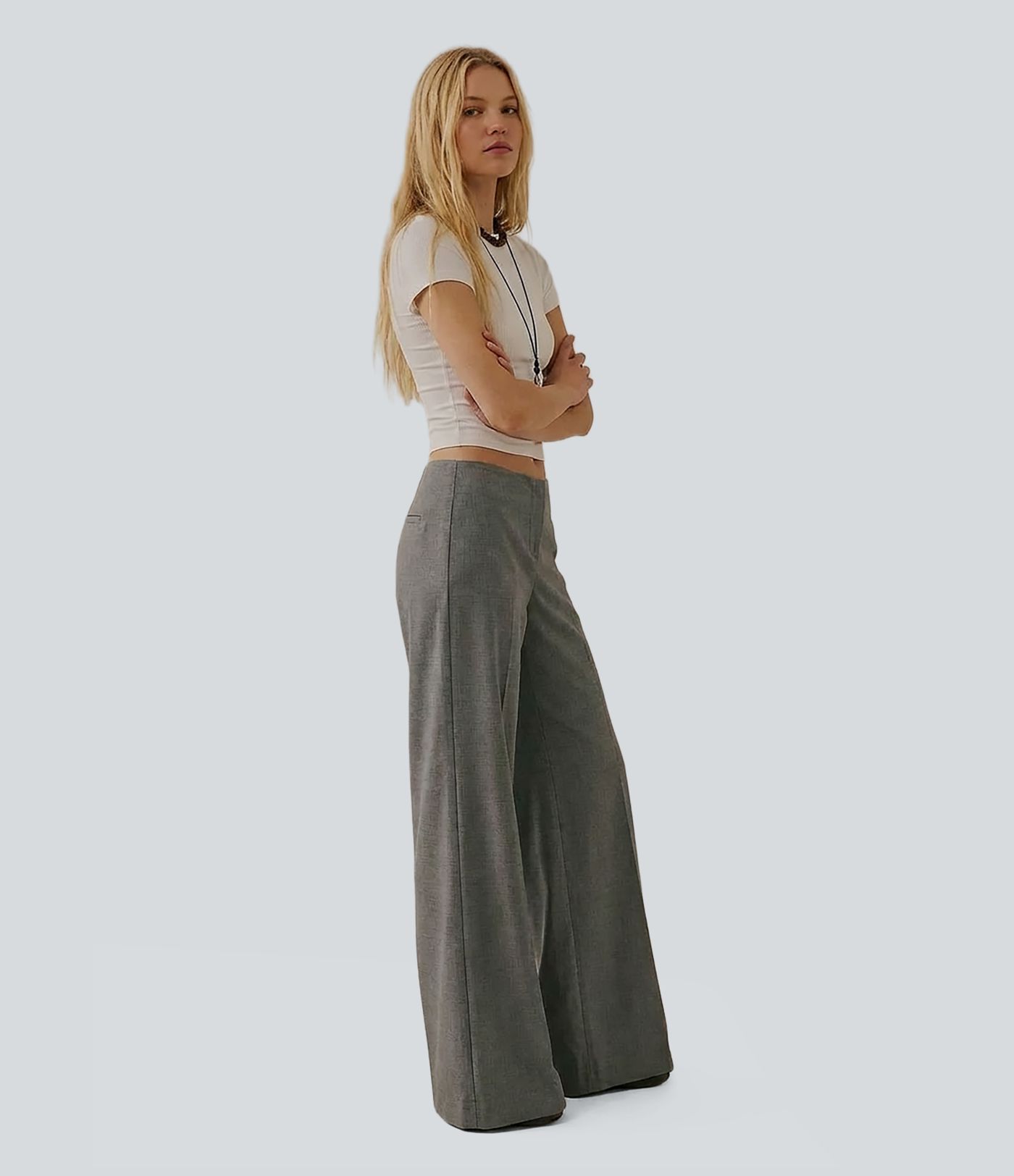 Low Rise Wide Leg Work Tailored Pants