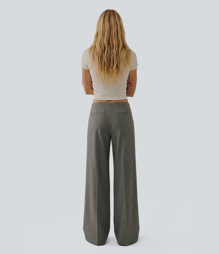 Low Rise Wide Leg Work Tailored Pants