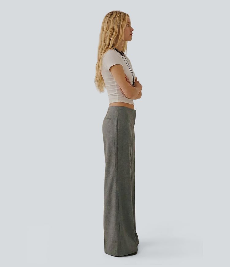 Low Rise Wide Leg Work Tailored Pants