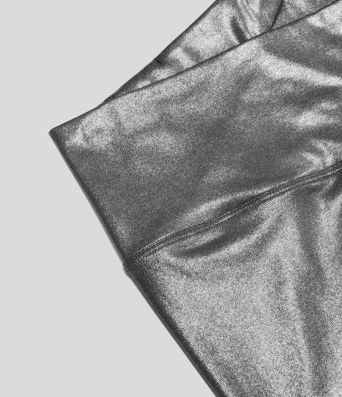 SoftlyZero™ Imiteret læder crossover bukser med lomme og folietryk, strækbare, afslappede